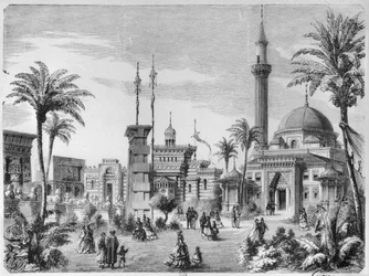 De udenlandske og østlige dele af verdensudstillingen på Champ-de-Mars i Paris, indgraveret af Charles Maurand (1800-tallet) 1867